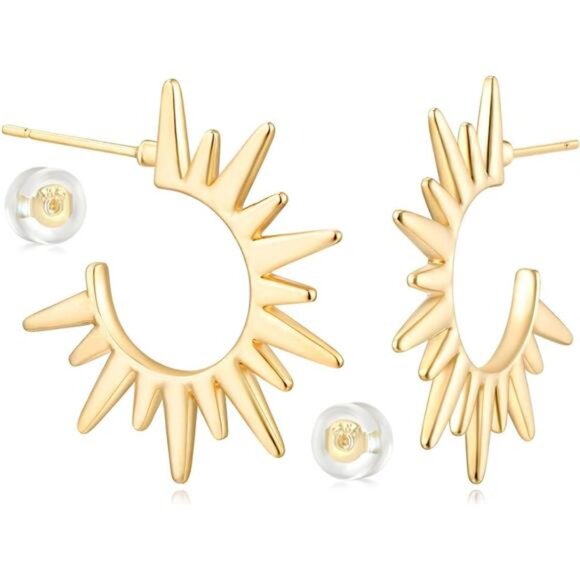 Gold Hoop Earrings - 14K Gold Filled, Tiny Boho, Delicate, Handmade, Hypoallerge - Picture 1 of 7